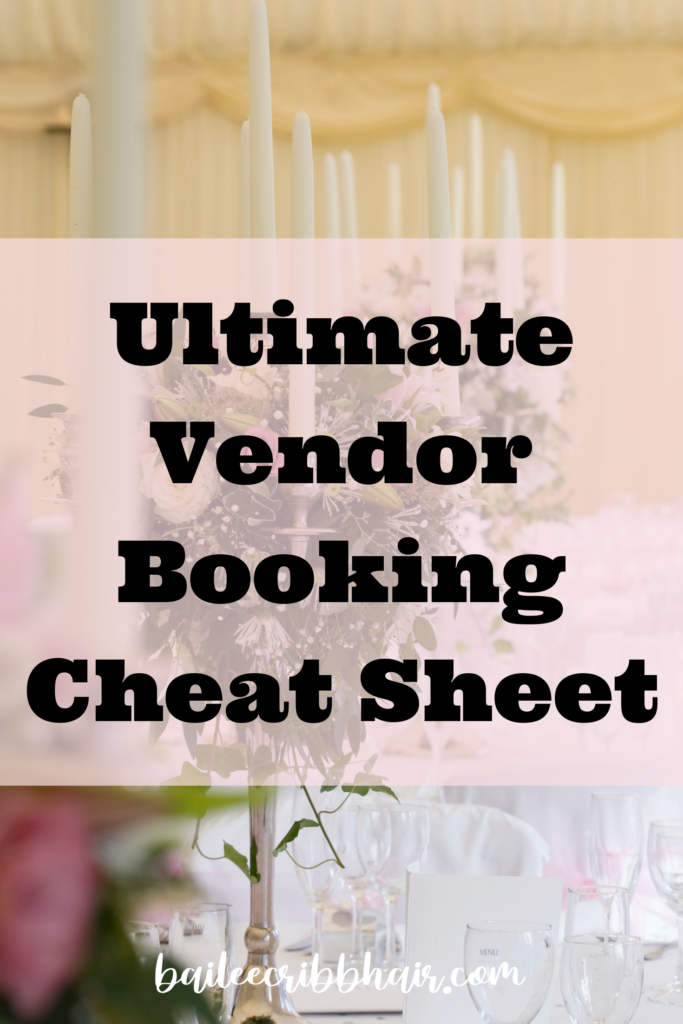 ultimate vendor booking cheat sheet