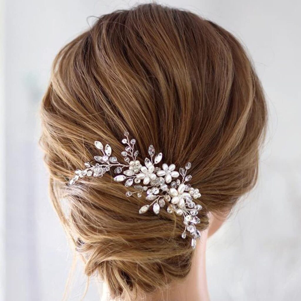 pearl and crystal rhinestone comb bridal accessory